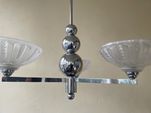 Lamp Pendant Lamp Art Deco 1930 Chromed French