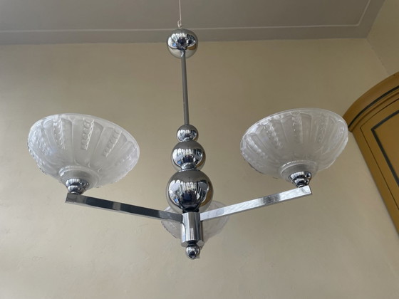 Image 1 of Lamp Pendant Lamp Art Deco 1930 Chromed French