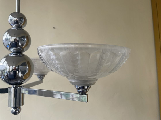 Image 1 of Lamp Pendant Lamp Art Deco 1930 Chromed French