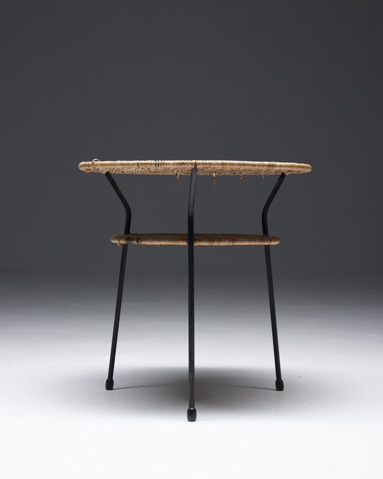 Image 1 of Table d'appoint en osier, Mid Century, Attr. Bonacina, Italie, années 1950