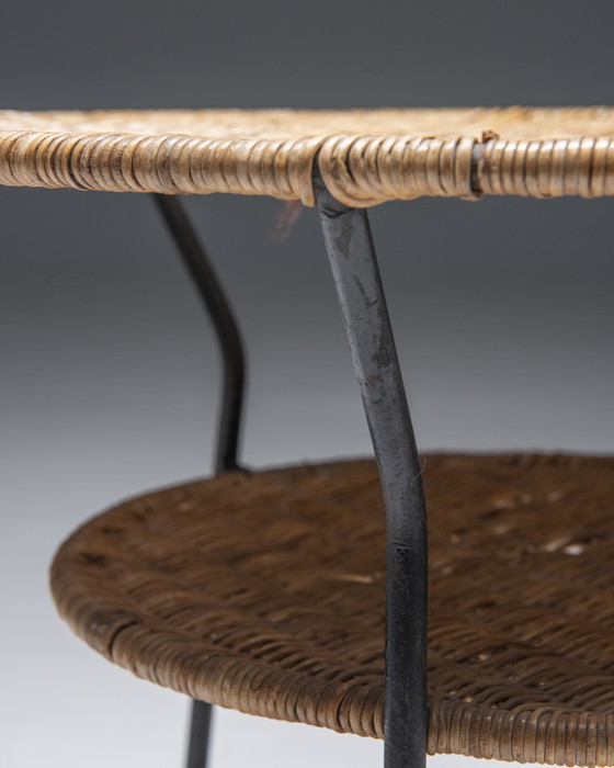 Image 1 of Table d'appoint en osier, Mid Century, Attr. Bonacina, Italie, années 1950