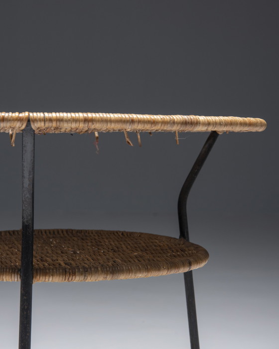 Image 1 of Table d'appoint en osier, Mid Century, Attr. Bonacina, Italie, années 1950