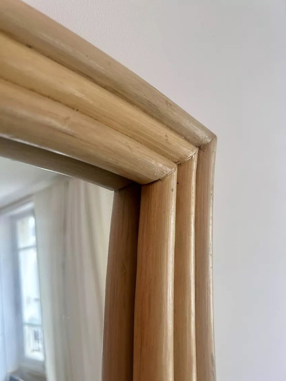 Image 1 of Specchio svasato vintage, rattan, Francia 1970