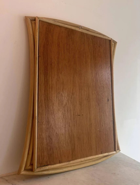 Image 1 of Specchio svasato vintage, rattan, Francia 1970