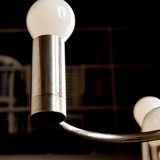 Image 1 of Vintage chrome steel chandelier by Gaetano Sciolari for Boulanger, 1970
