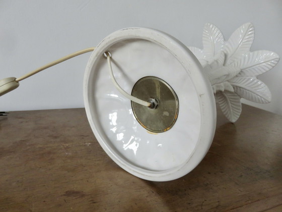 Image 1 of Large White Ceramic "Palm Tree" Lamp Italy 70s