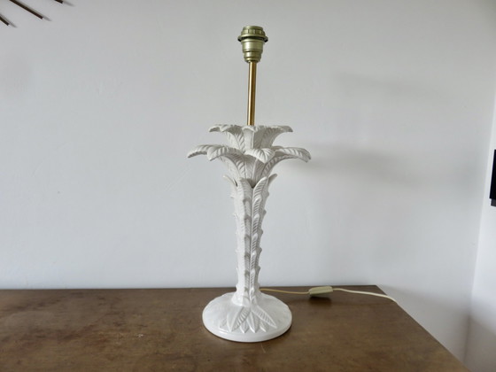 Image 1 of Large White Ceramic "Palm Tree" Lamp Italy 70s