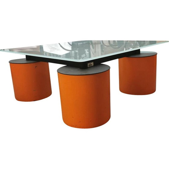 Image 1 of Tavolino da caffè vintage "Serenissimo" con piano in vetro opalescente di David Law e Massimo Vignelli, Italia 1980