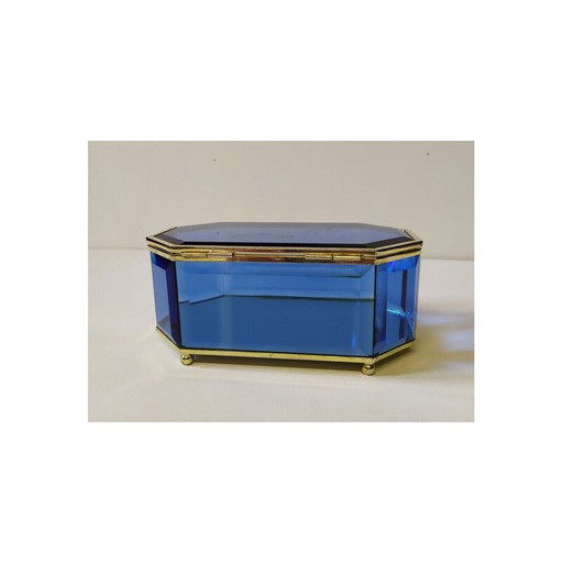 Vintage blue glass box, 1950