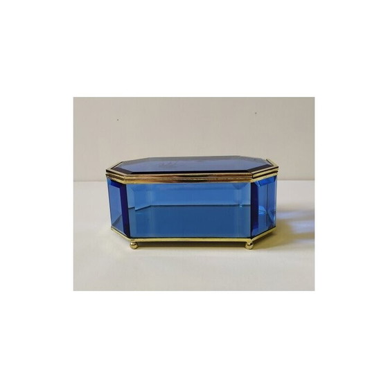 Image 1 of Vintage blue glass box, 1950