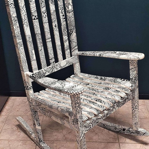 Unique (Zendoodled) hand drawn rocking chair