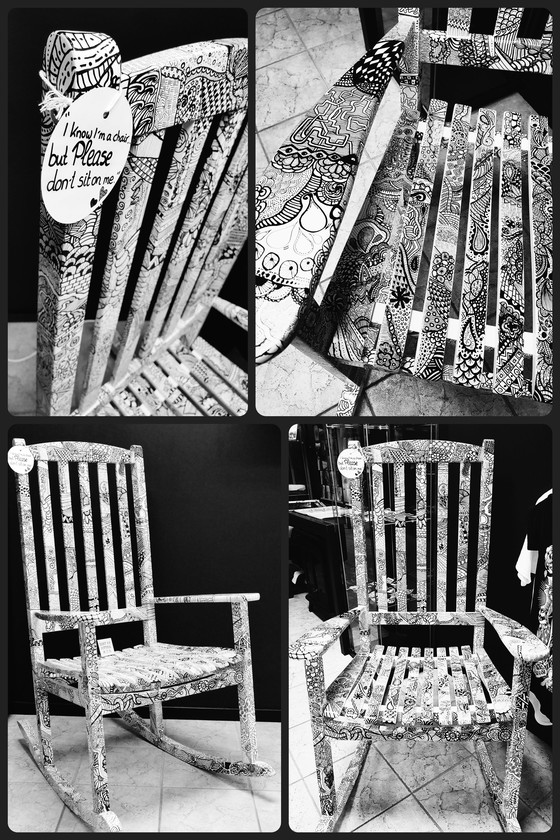 Image 1 of Unique (Zendoodled) hand drawn rocking chair