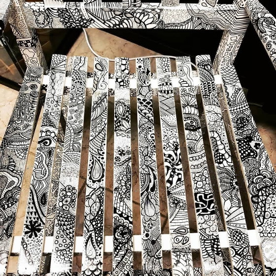 Image 1 of Unique (Zendoodled) hand drawn rocking chair