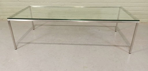 Vintage Postmodern Chrome And Glass Coffee Table 