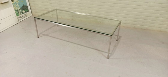 Image 1 of Vintage Postmodern Chrome And Glass Coffee Table 