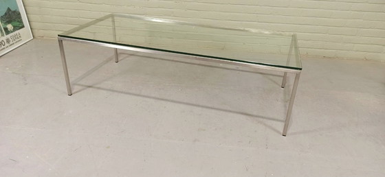 Image 1 of Vintage Postmodern Chrome And Glass Coffee Table 