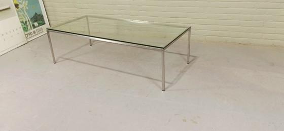 Image 1 of Vintage Postmodern Chrome And Glass Coffee Table 