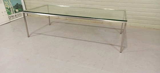 Image 1 of Vintage Postmodern Chrome And Glass Coffee Table 