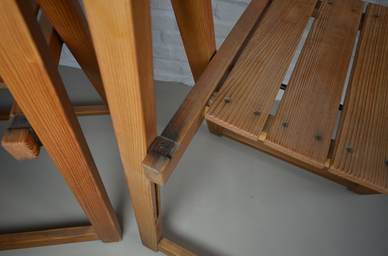 Image 1 of 2x pine folding chairs Aldo Jacober 50s/60s Italian design