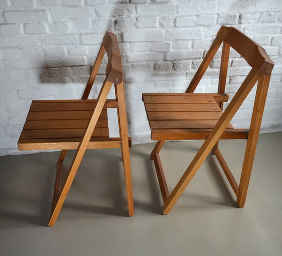 Image 1 of 2x chaises pliantes en pin Aldo Jacober années 50/60 design italien