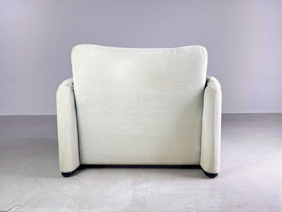 Image 1 of Original Cassina Maralunga armchair Vico Magistretti fabric turquoise