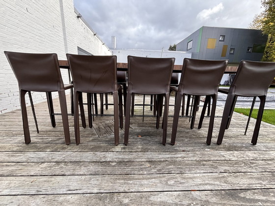 Image 1 of Rosewood High Dinner Table With 10 Cassina "Cab 410" Stools by Mario Bellini