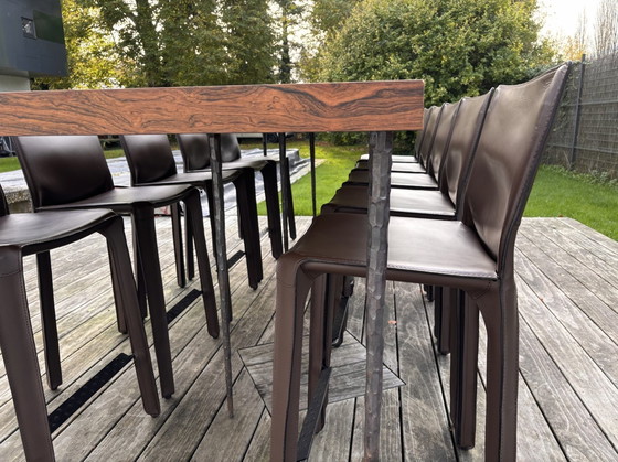 Image 1 of Rosewood High Dinner Table With 10 Cassina "Cab 410" Stools by Mario Bellini