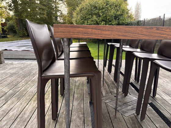 Image 1 of Rosewood High Dinner Table With 10 Cassina "Cab 410" Stools by Mario Bellini