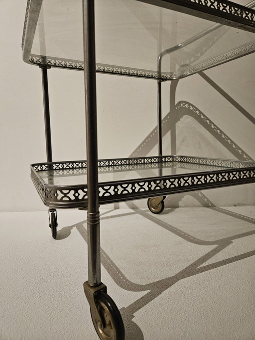 Mid - Century Chromed Bar Trolley