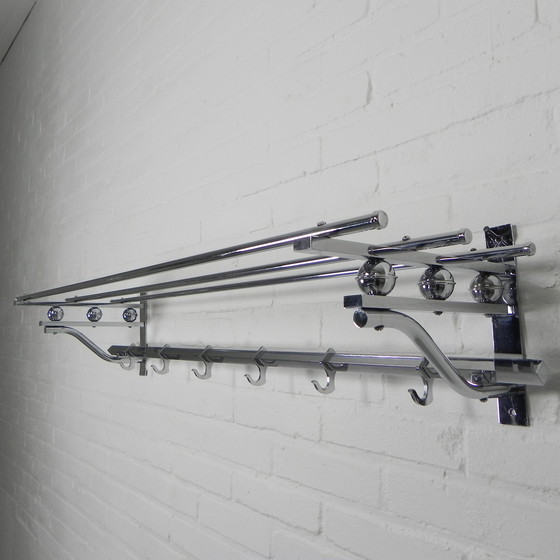 Image 1 of Art Deco wall coat rack with 6 hooks, 1930s