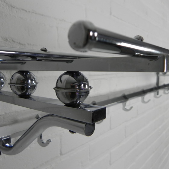 Image 1 of Art Deco wall coat rack with 6 hooks, 1930s