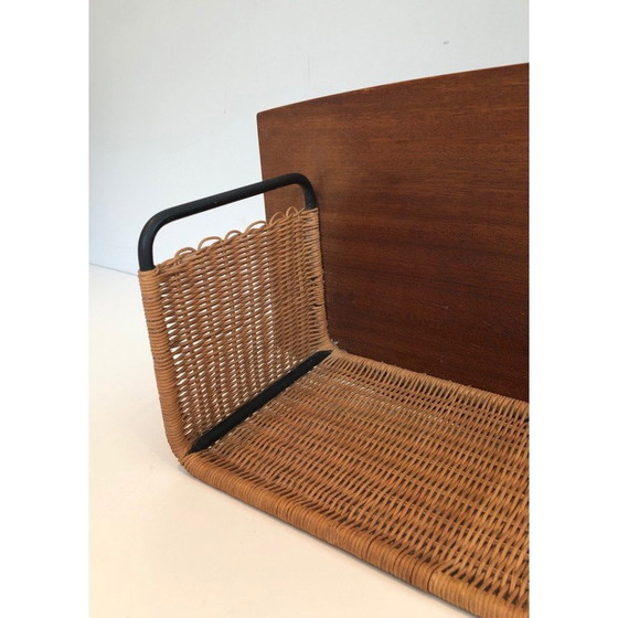 Image 1 of Mensola vintage in legno, rattan e metallo laccato, 1970