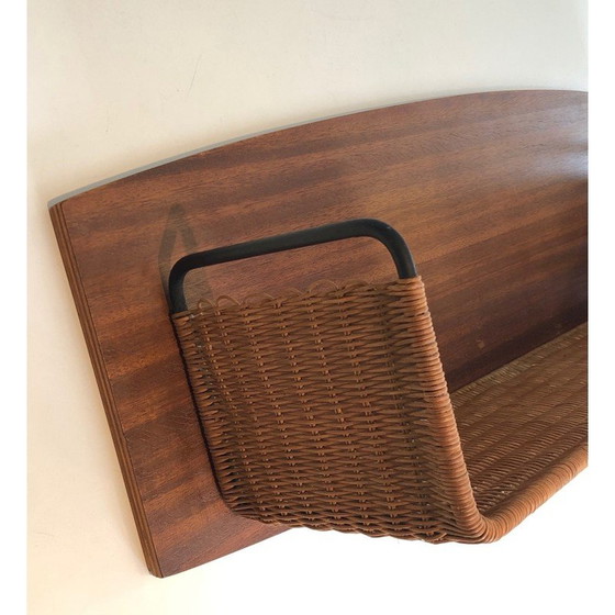 Image 1 of Mensola vintage in legno, rattan e metallo laccato, 1970