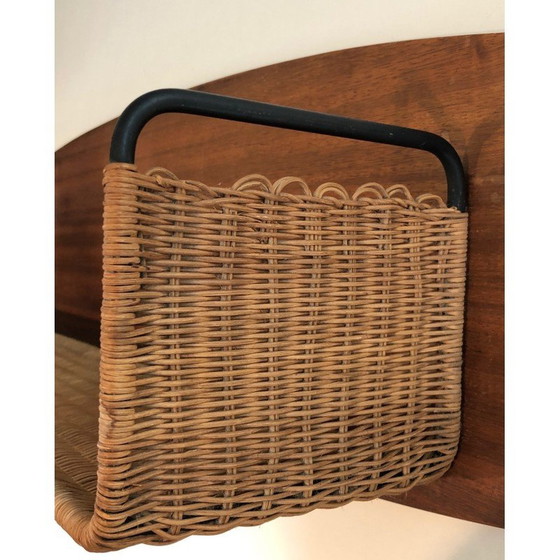 Image 1 of Mensola vintage in legno, rattan e metallo laccato, 1970
