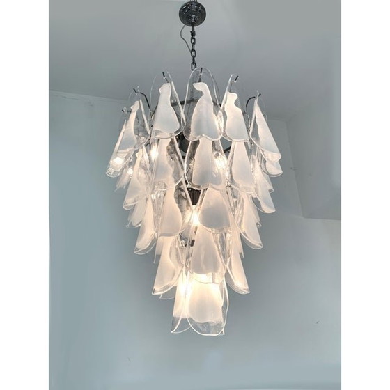 Image 1 of Contemporary White "Rondine" Murano Glass Cascade Sputnik Chandelier