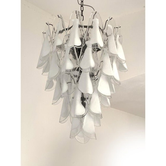 Image 1 of Contemporary White "Rondine" Murano Glass Cascade Sputnik Chandelier