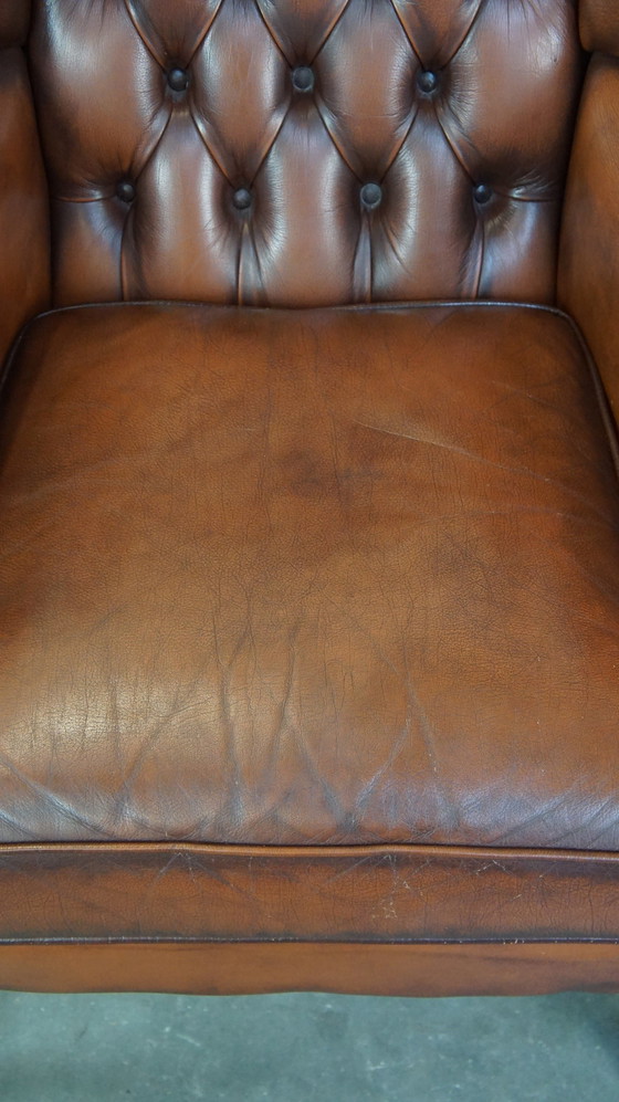 Image 1 of Beef Leather Chesterfield Ear Armchair