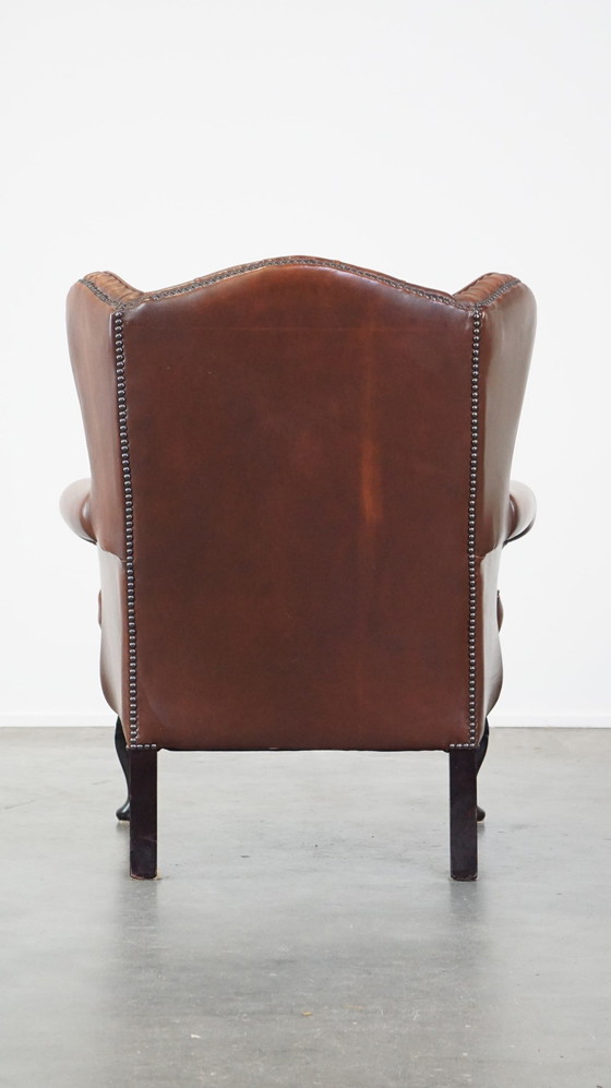 Image 1 of Beef Leather Chesterfield Ear Armchair