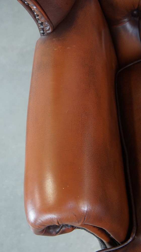 Image 1 of Beef Leather Chesterfield Ear Armchair