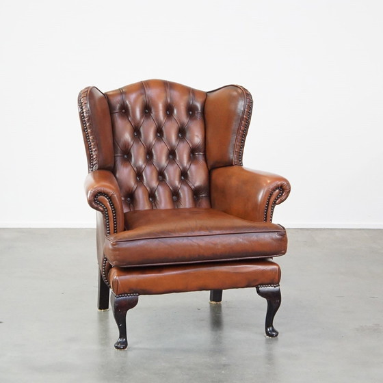 Image 1 of Beef Leather Chesterfield Ear Armchair