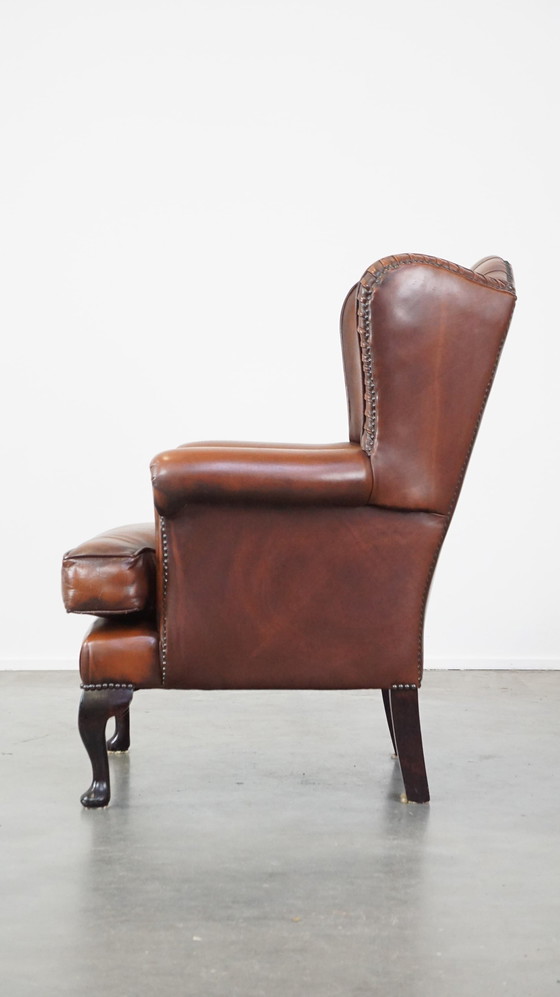 Image 1 of Beef Leather Chesterfield Ear Armchair