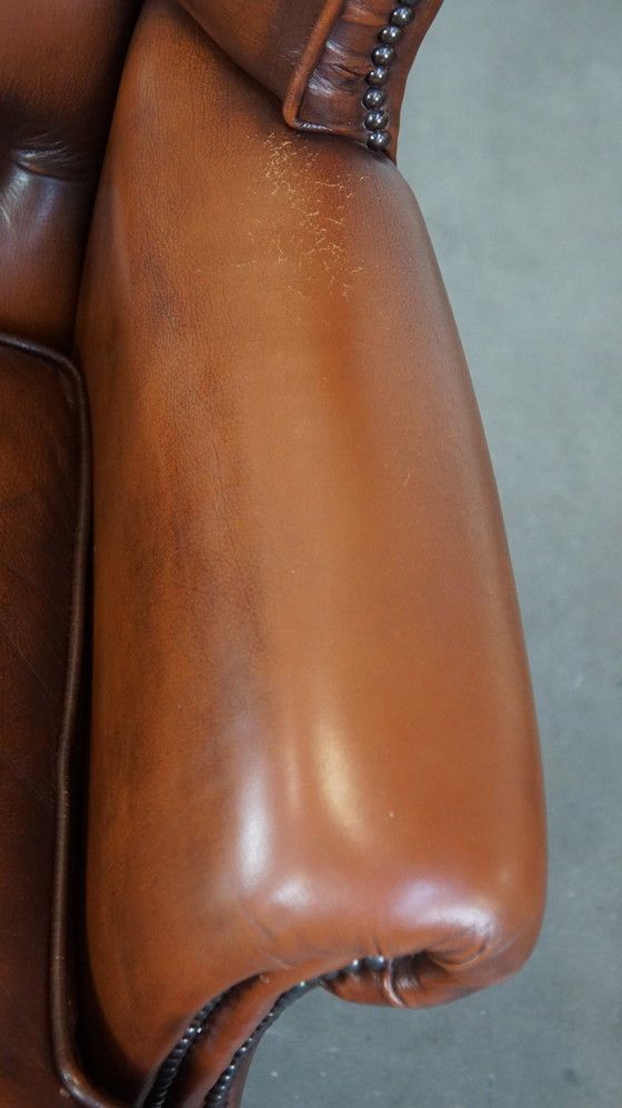 Image 1 of Beef Leather Chesterfield Ear Armchair