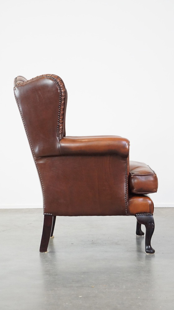 Image 1 of Beef Leather Chesterfield Ear Armchair