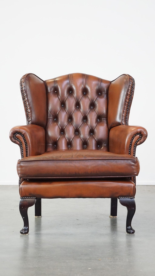 Beef Leather Chesterfield Ear Armchair