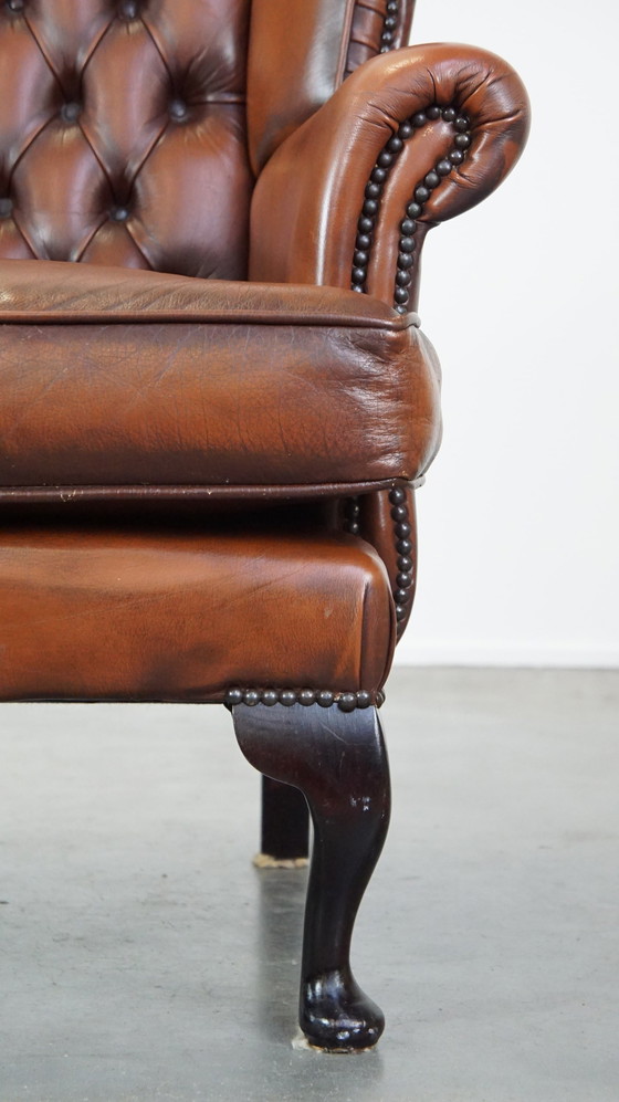 Image 1 of Beef Leather Chesterfield Ear Armchair