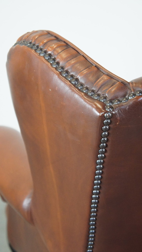 Image 1 of Beef Leather Chesterfield Ear Armchair