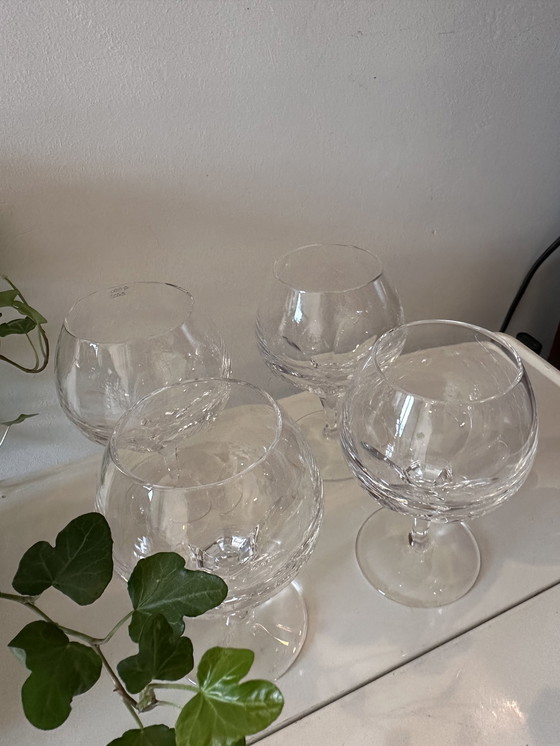 Image 1 of Set Of 4 Crystal Cognac Glasses