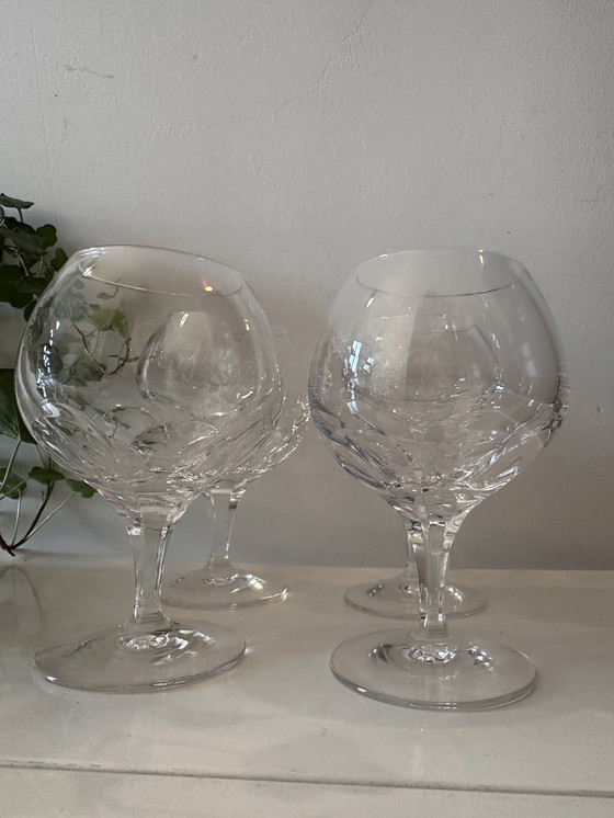 Image 1 of Set Of 4 Crystal Cognac Glasses