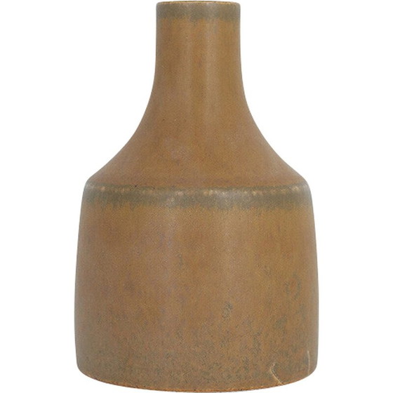 Image 1 of Vintage collectible caramel stoneware vase by Gunnar Borg for Höganäs Ceramics, Sweden 1960
