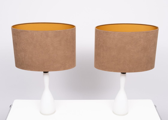 Image 1 of Kastrup Opaline Glass Table Lamps Design By Jacob Bang, 1960s Denmark